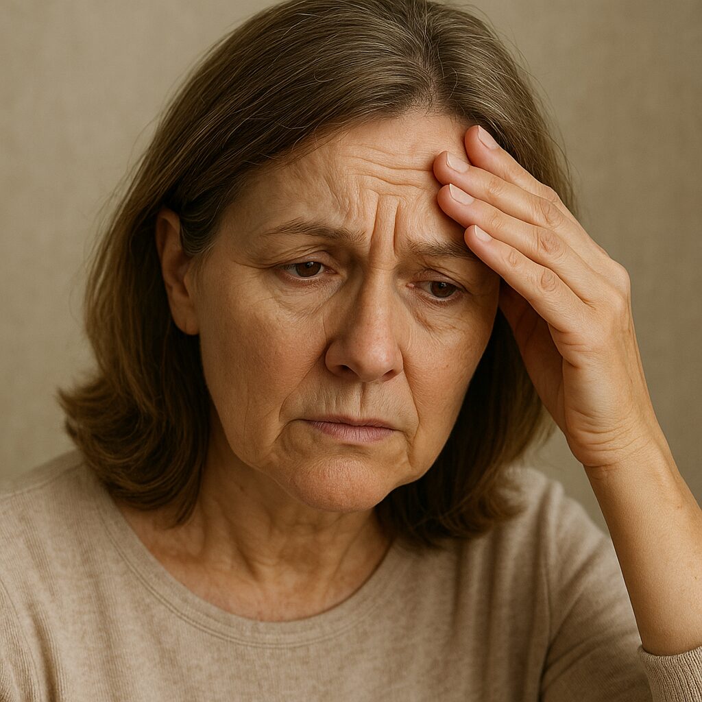 Worried middle-aged man showing signs of aging