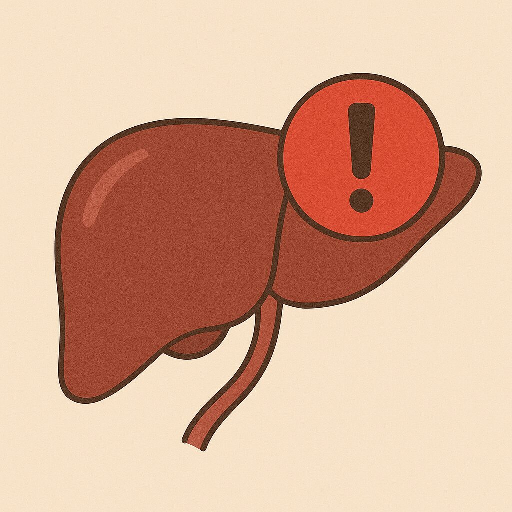 Vitamin A Overdose: Side Effects and Safety Tips 3 Warning illustration of liver damage with caution symbol