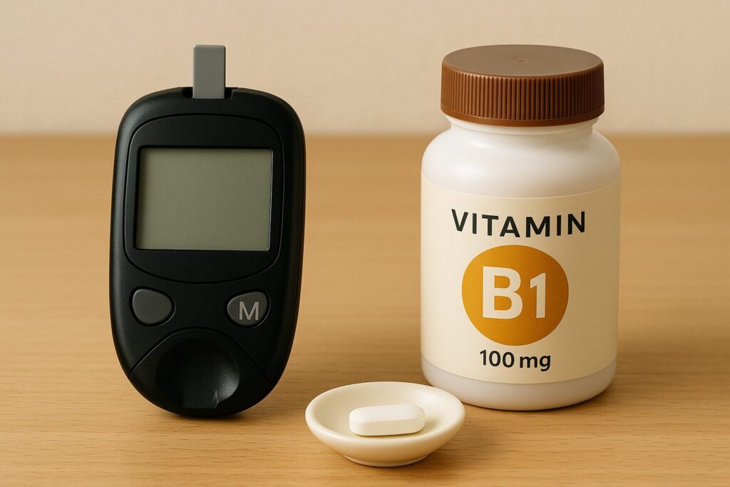 The Importance of Vitamin B1 (Thiamine) for People with Diabetes 2 Blood glucose meter and vitamin B1