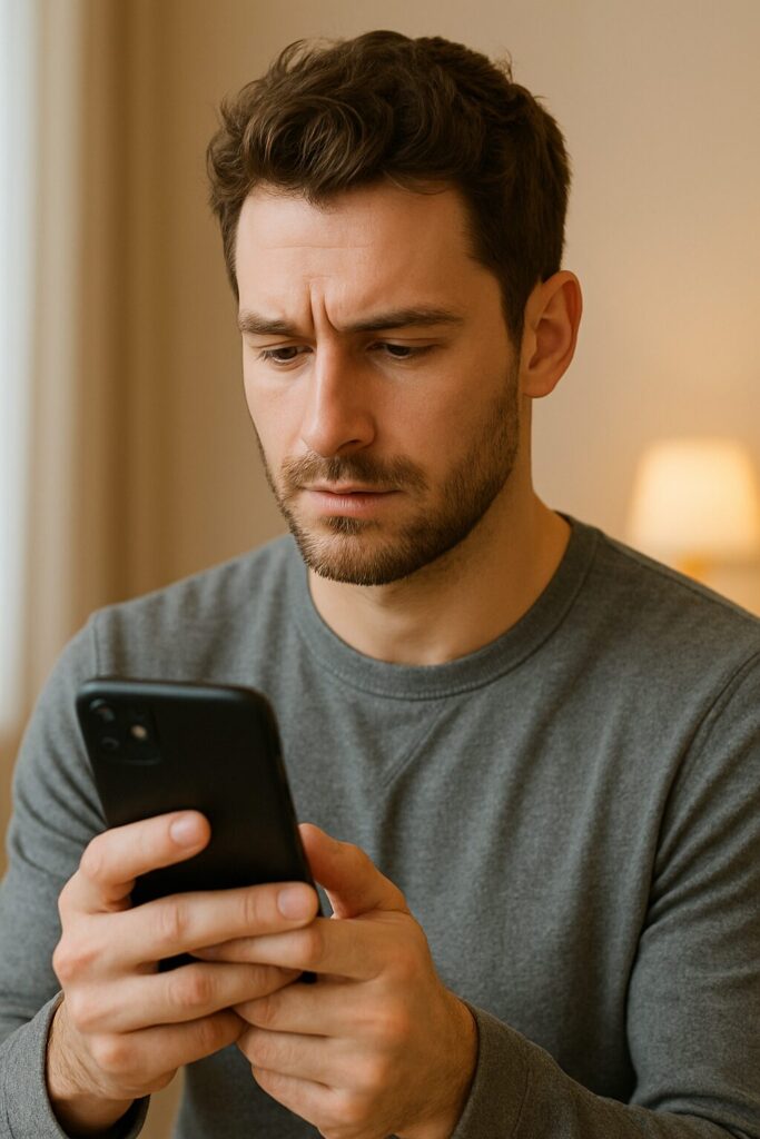 Proper Posture to Reduce Eye Strain from Smartphone Use · Practical Guide 2 A man using a smartphone