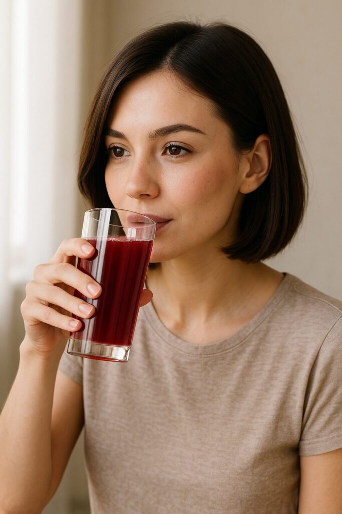 Pomegranate Eating Guide · Seeds, Peel, and Juice 2 Woman drinking pomegranate juice