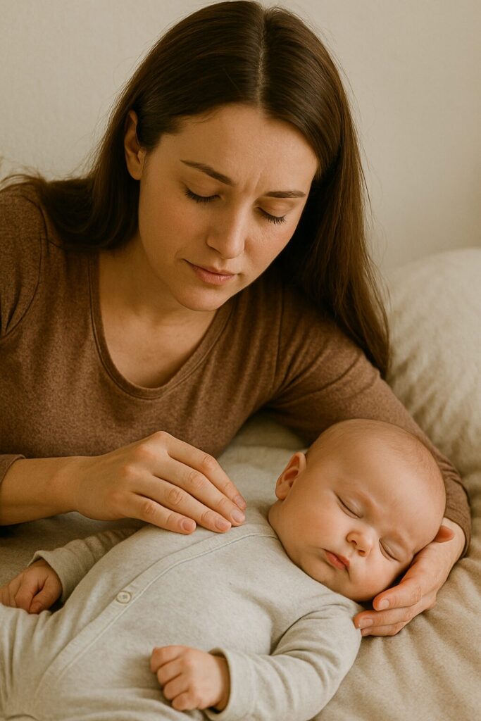 A nursing mother with her baby