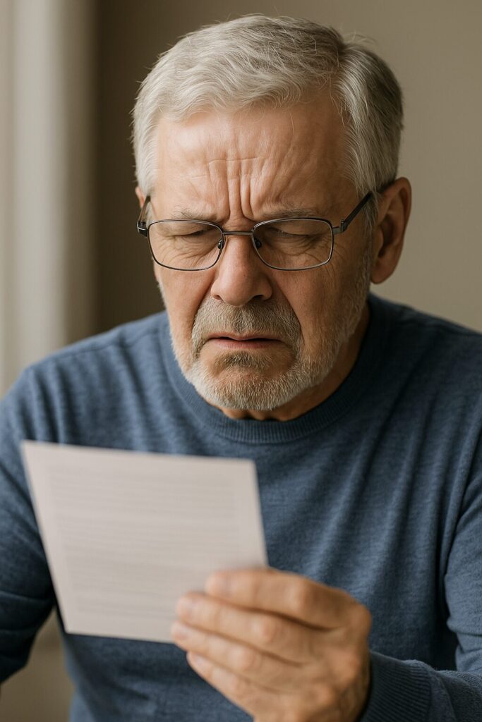 Elderly man with macular degeneration