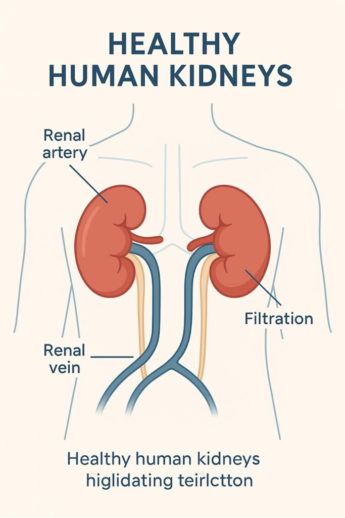 Kidney Function and Its Impact on Overall Health 2 Illustration of healthy human kidneys highlighting their role in filtration and balance